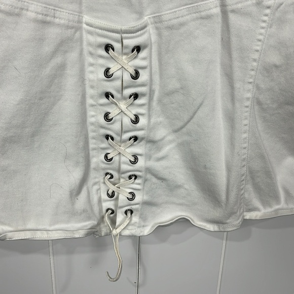 Harley-Davidson Womens Vest White L Corset Back w/Bling Zip Front Pockets Cotton - Picture 9 of 13